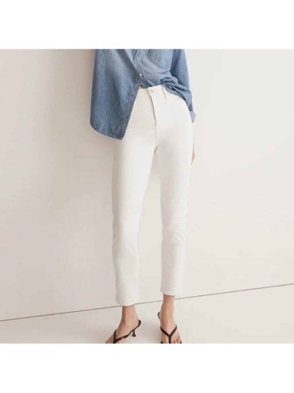 NWT Madewell Stovepipe Skinny Jeans 26 White Mid Rise Stretch Denim